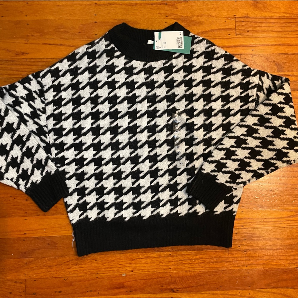 H&M Knit Houndstooth Pattern Women New Size XS